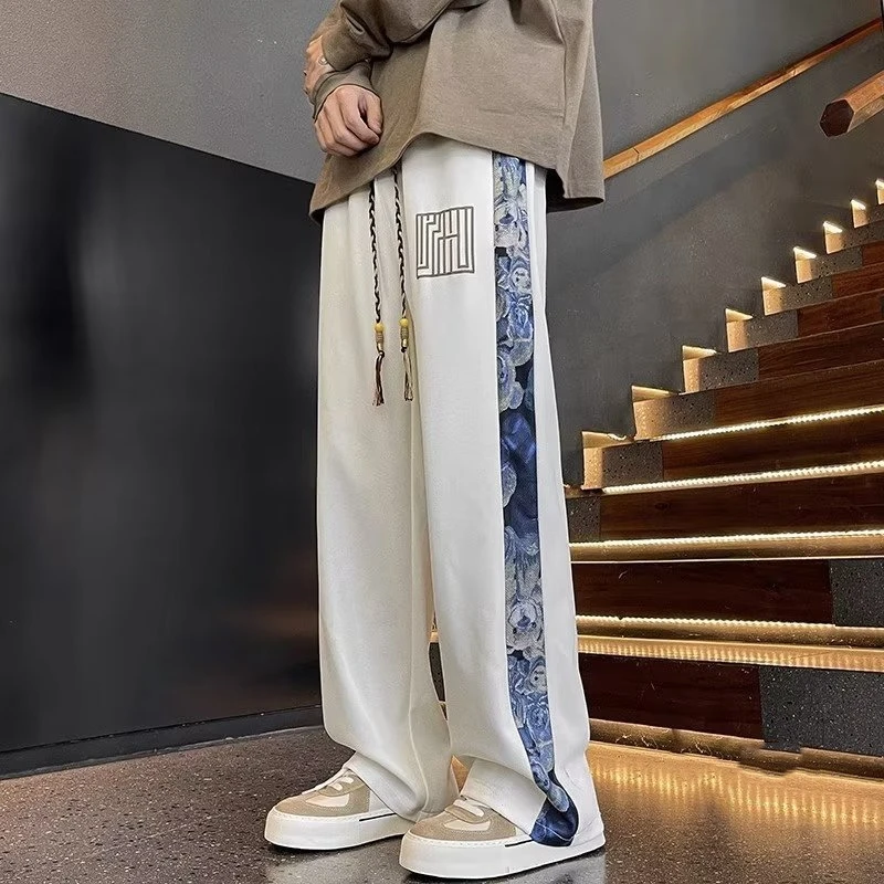 Мужские полосатые брюки FGKKS повседневные облегающие с широкими штанинами для