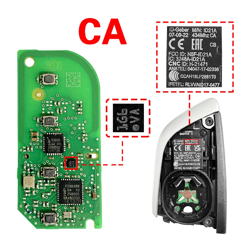 

CN006133 Оригинальный FCC N5F-ID21A для BMW G Classis CA CG Smart Key дистанционного управления 4/3 + 1 микросхема тройного ключа: 3248A-ID21A 434 МГц 49 Чип