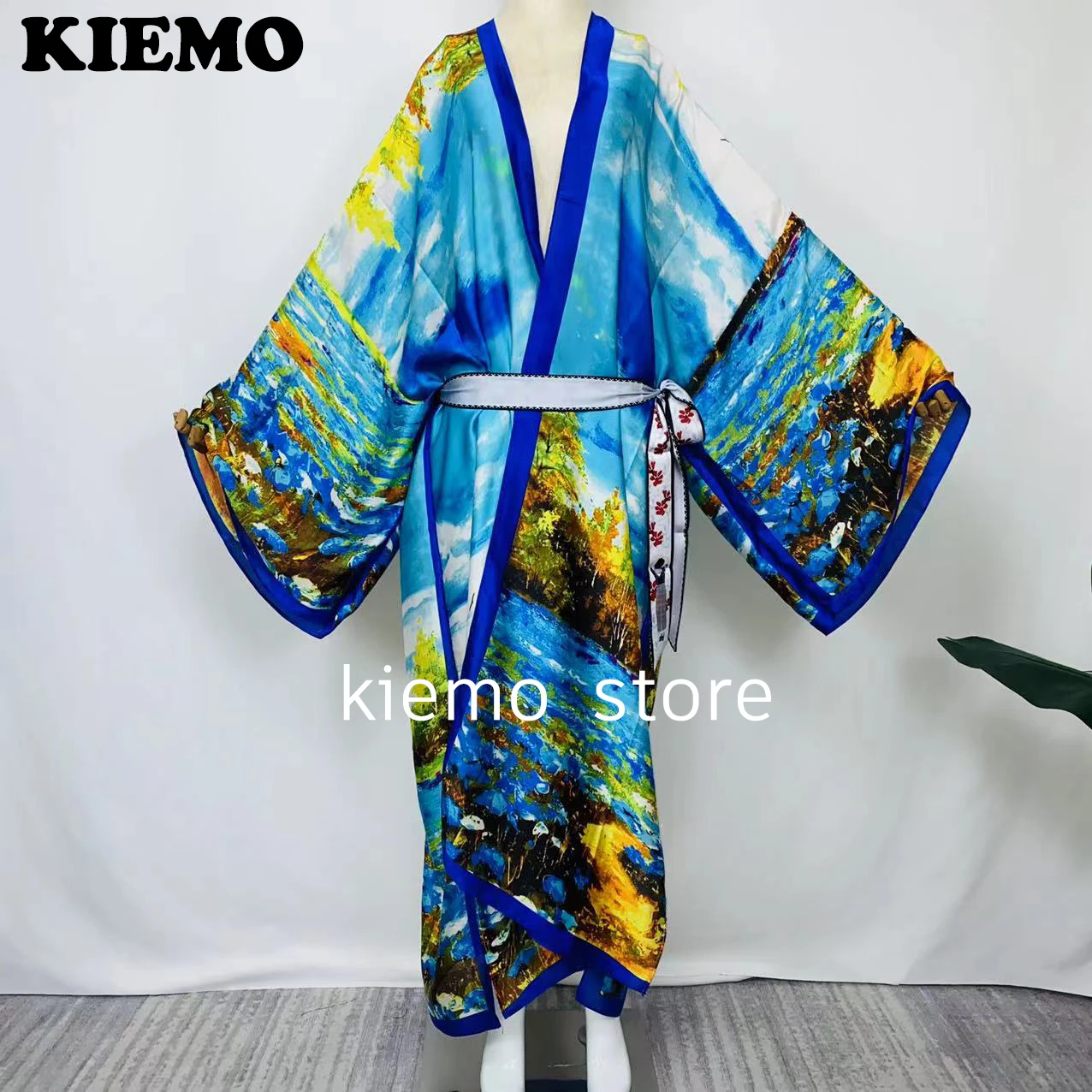 

Summer Beach Wear Suit Kimonos Women Print Long Sleeve Cardigan Female Blouse Loose Casual beach Cover boho dress party kaftan