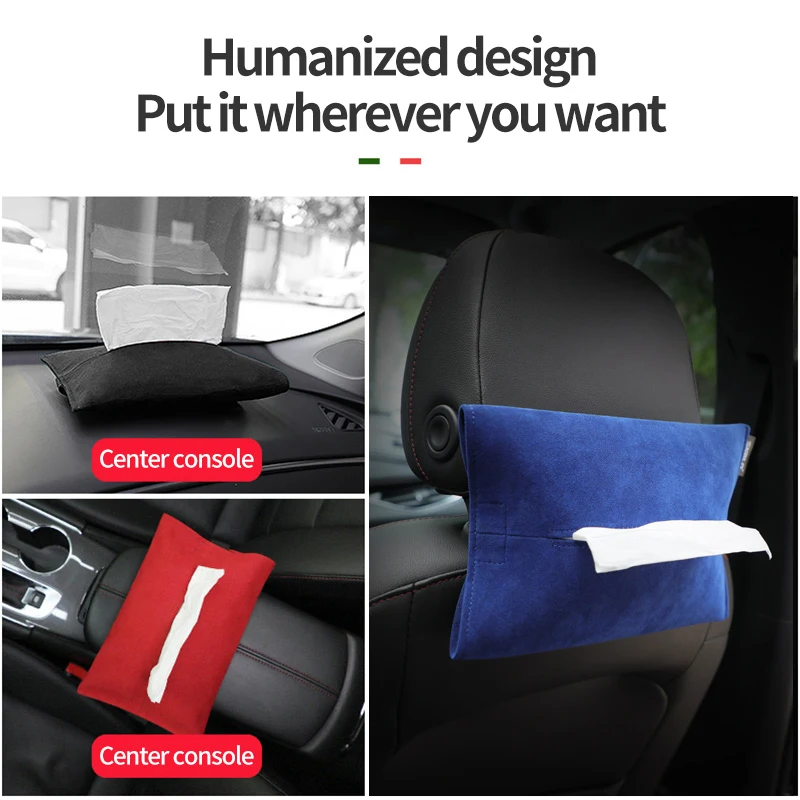 

Alcantara Suede Car Tissue Box Car Sun Visor Tissue case Holder Auto seat back Storage bag accessories