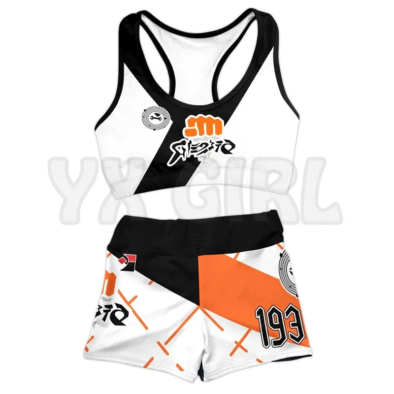 Fighting Uniform  3D Printed Active Wear Set Combo Outfit Yoga Fitness Soft Shorts Women For Girl Short Sets