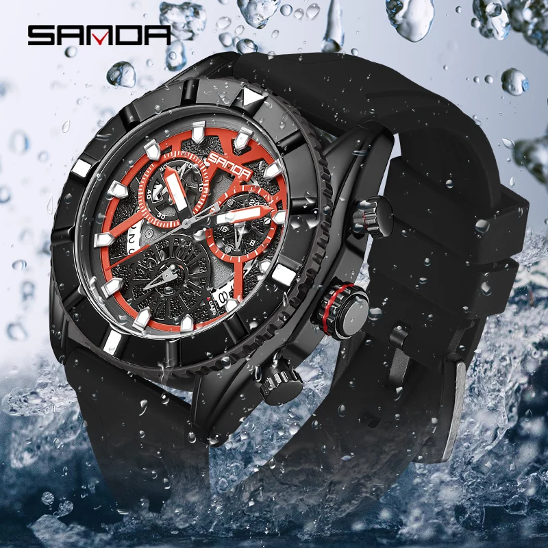 

Sanda 5309 New Foreign Trade Quartz Men's Three Eyes and Six Pin Watch Fashion Trend Outdoor Waterproof Simple Calendar Table