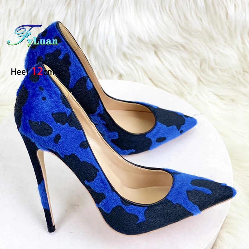 Синяя женская обувь, туфли на шпильке 6 см, 8 см, 10 см, 12 см ...