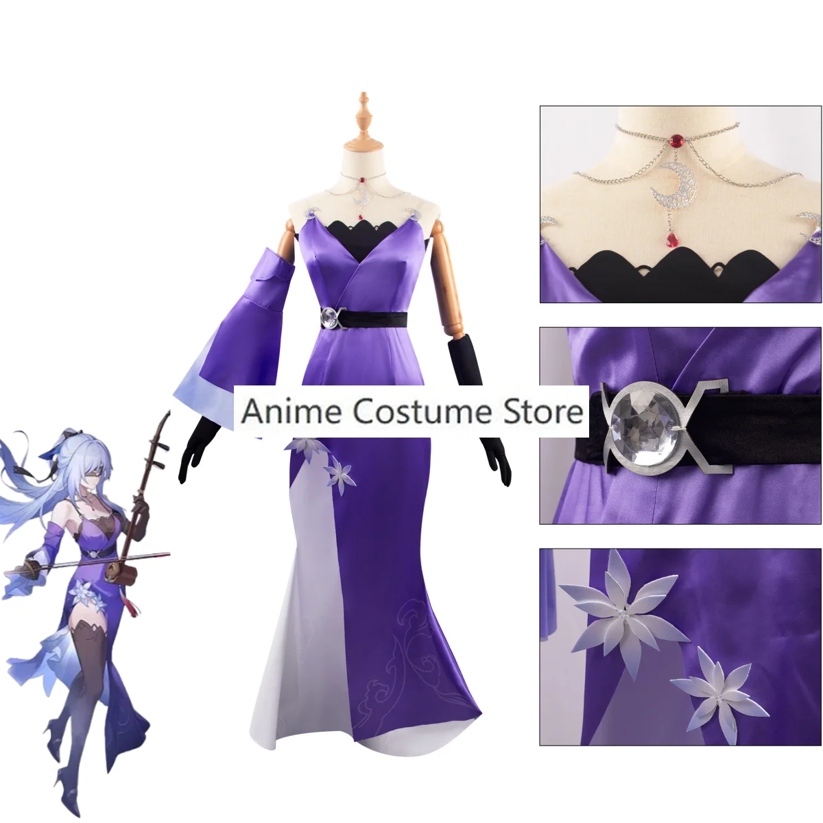 Костюм для косплея из аниме игры Honkai: Star Rail Jingliu бальное Вечернее платье Xianzhou Luofu