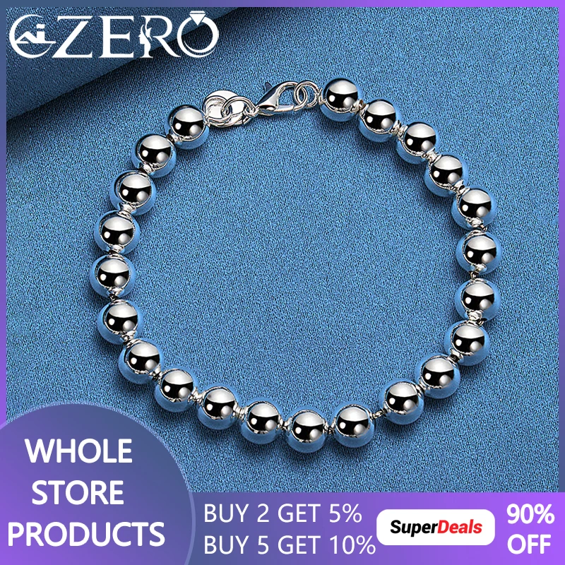 

Hot Trend 925 Sterling Silver Charm 8mm Beads Ball Bracelet Chain For Woman Fashion Wedding Popular Brands Jewelry Party Gift
