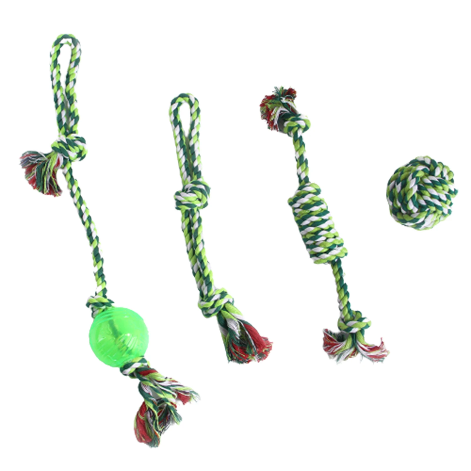 

4-piece Set Dog Rope Chewing Toy Teeth Cleaning Playing Colorful Knot Toy
