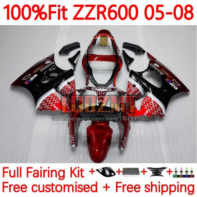 

Injection Frame For KAWASAKI NINJA ZZR-600 ZZR600 ZZR 600 600CC 2005 2006 2007 2008 05 06 07 08 red black OEM Fairing 54No.150