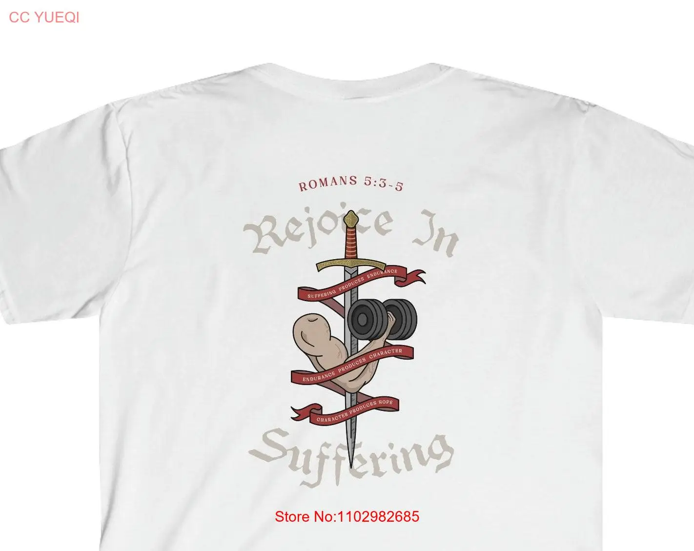 Футболка Softstyle Rejoice In Suffering Romans 5 3 христианская одежда Caleb Einolf дизайн с длинными или