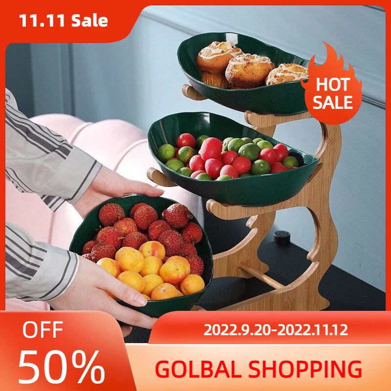 

Table Plates Dinnerware Kitchen Fruit Bowl With Floors Partitioned Candy Cake Trays Wooden Tableware Dishes