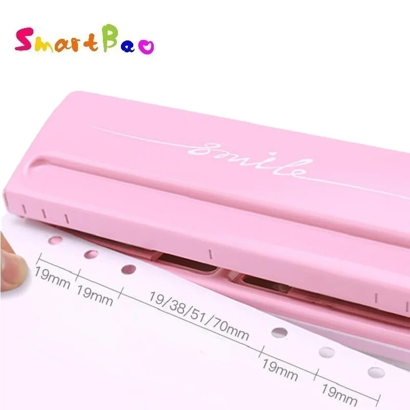 6-Hole Punch for A4 A5 A6 B7 Notebook Loose Leaf Adjustable Commercial Puncher for Dairy Planner Inner Page 6 Sheet Capacity