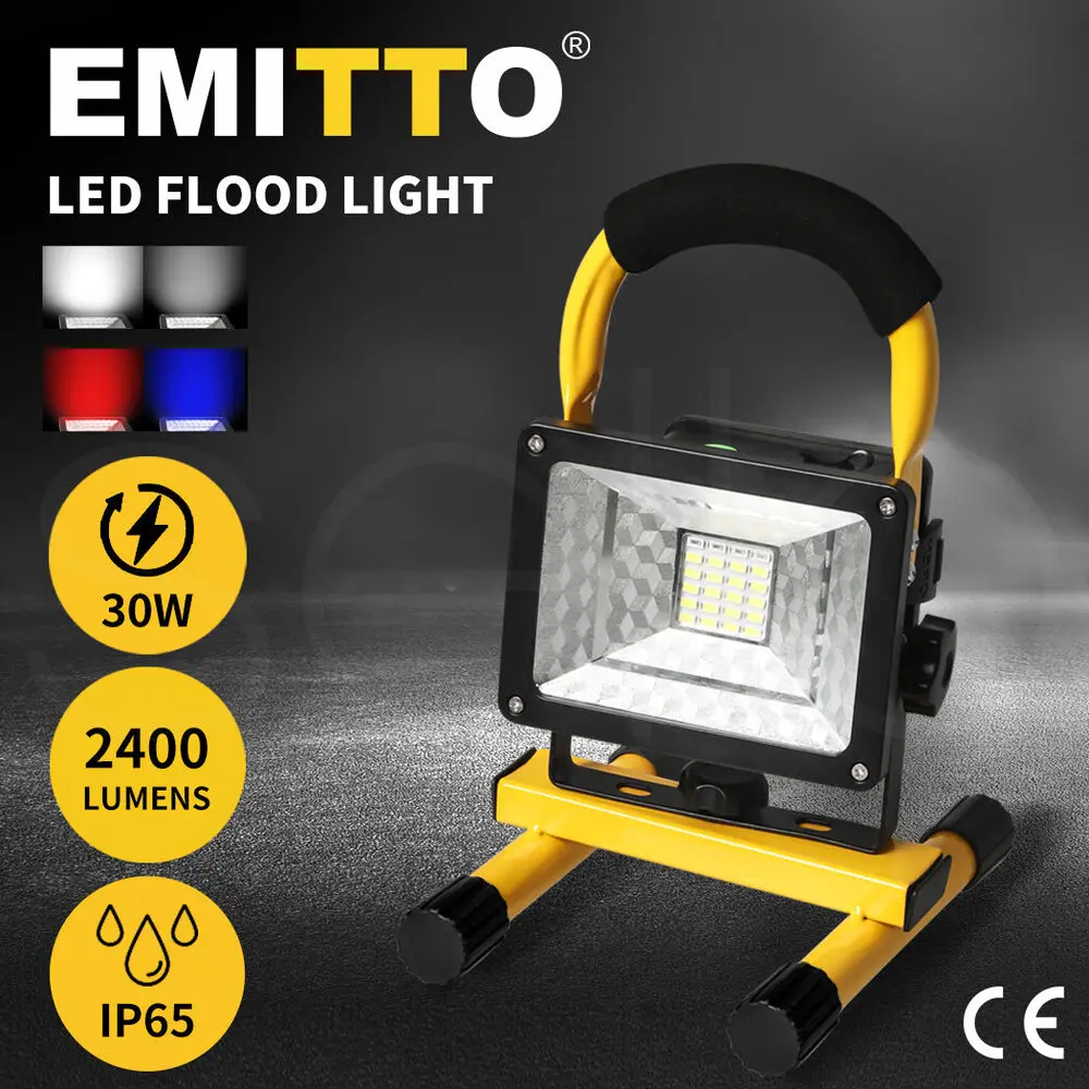 

EMITTO 30W LED Flood Light Portable Recharge Garden Spotlight Outdoor Work Lamp