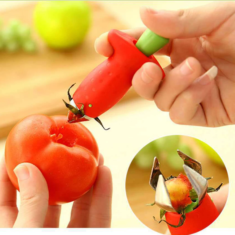 

Strawberry Huller Pineapple Metal Cutter Novel Tomato Stalks Remover Fruit Knife Useful Strawberry Leaf Kitchen Accessories Tool