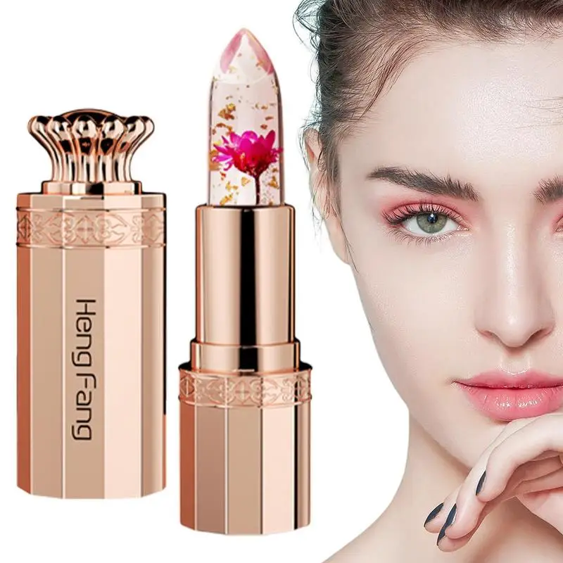 

Color Changing Lipstick Lip Balm Gloss Color Changing Flower Jelly Gold Foil Moisturizing Nourishing Long Lasting Lip Stick