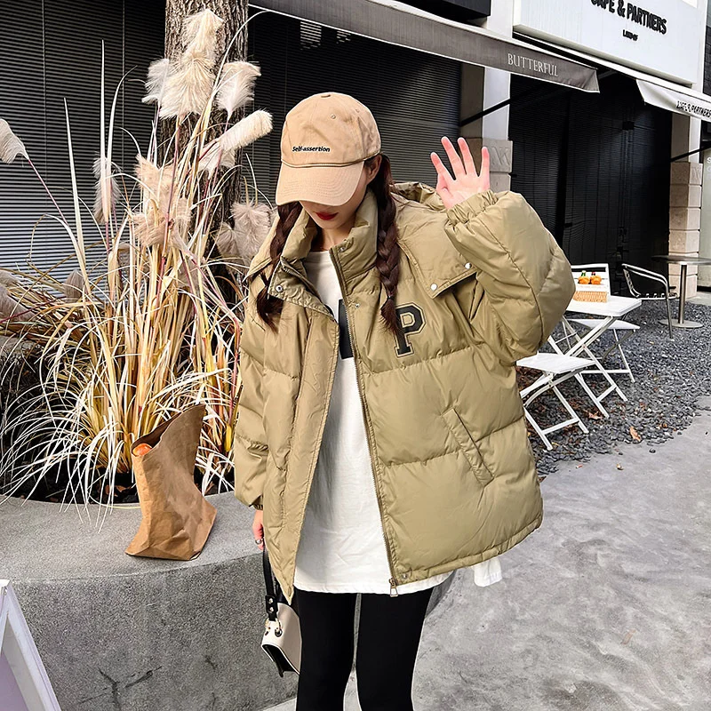 2022 winter new Korean short down cotton jacket for women P loose hat detachable bread jacket cotton jacket