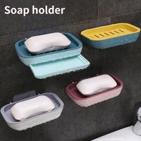 3 layer creative wall mounted punch free soap rack bathroom portable soap dish with drain rack water tray