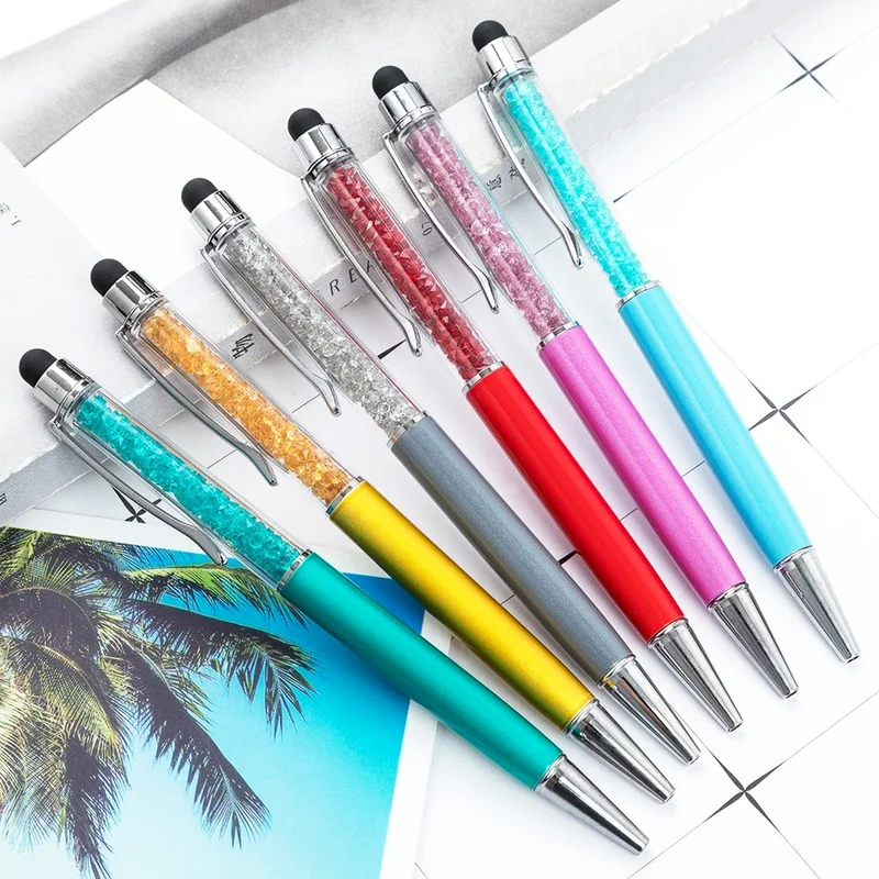 

1Pcs Diamond Crystal Metal Ballpoint Pen Creative 2 In 1 Stylus Touch Pen Writing Ballpen Stationery Office School Supplies