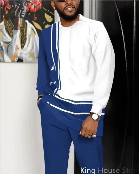 New Sportswear T Shirt +Long Pants 2 Piece Outfits Men Tracksuits Jogging Suit Casual Trend Oversized Clothes Sport wear Suits