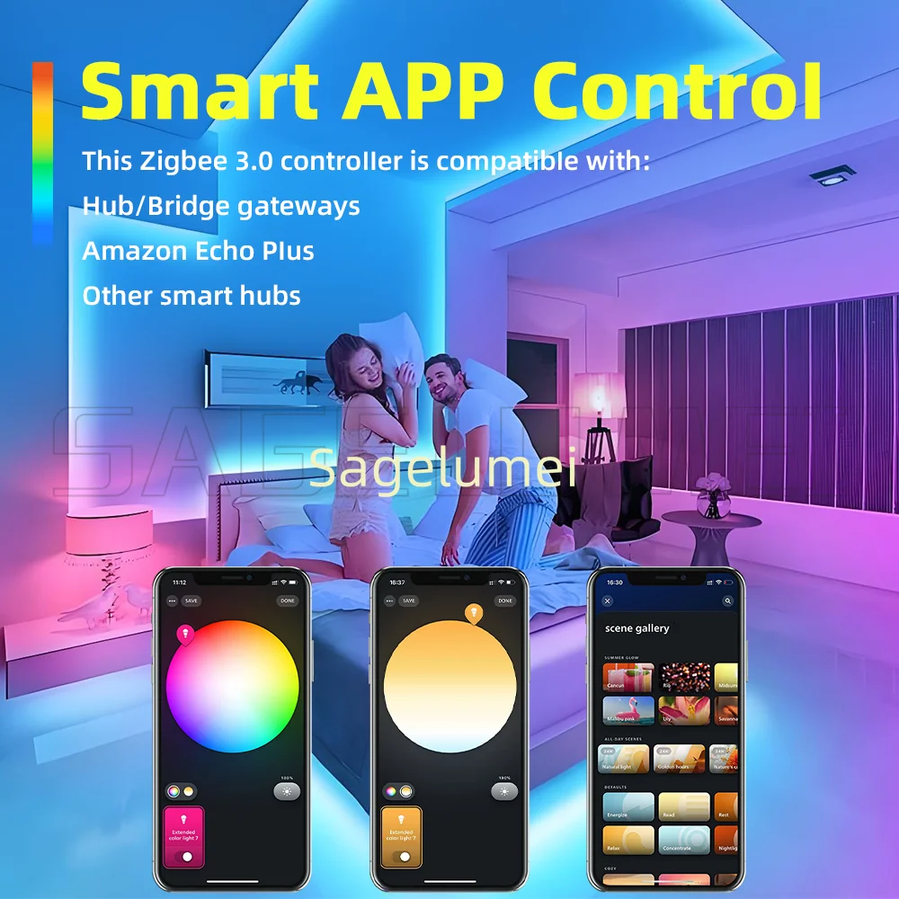 Фото Светодиодный контроллер DOMRAEM Zigbee 3.0 Smart 5 в 1 DIMMER WW/CW RGB RGBWCCT Strips работает с концентраторами 3.0 (Hu*e/Echo Plus и т. д. )Alexa/APP №5
