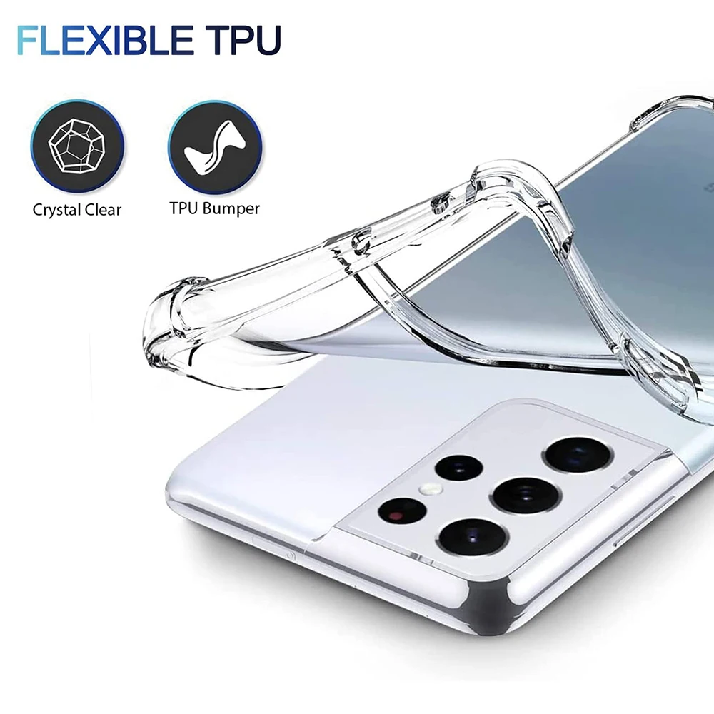 luxury shockproof silicone clear case for samsung galaxy s22 soft tpu phone back cover for samsung galaxy s22 plus ultra case free global shipping