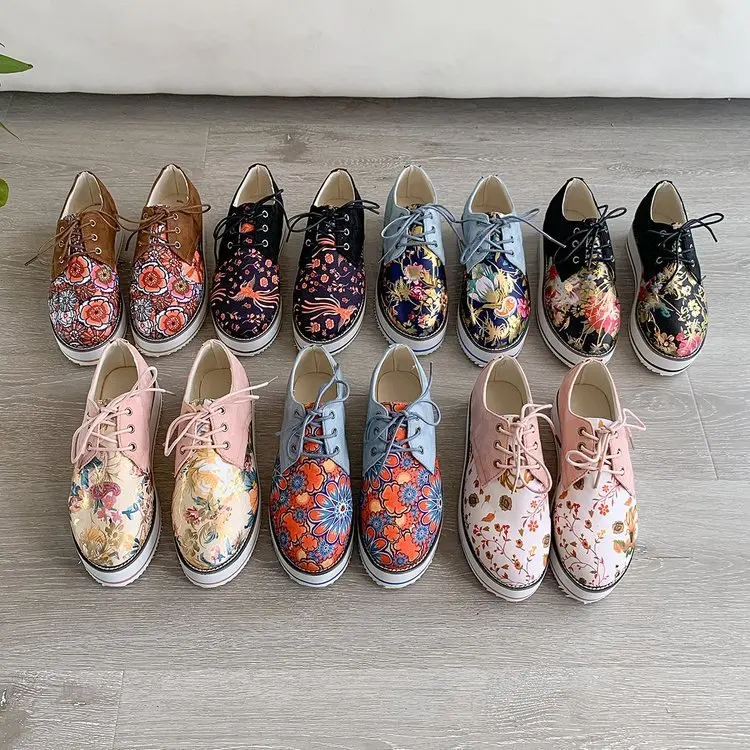 

Women Flats Shoes 2022 Fashion Print Flat Shoes Women Comfort Casual Shoes Ladies Plus Size 43 Platform Shoes Zapatos De Mujer