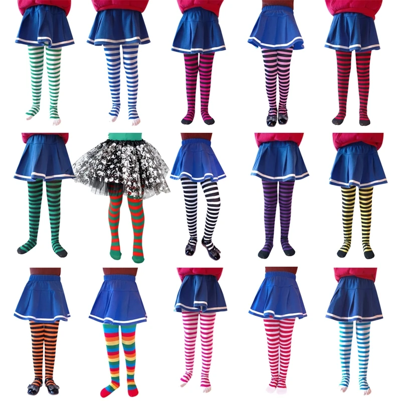 Halloween Cosplay Children Stripe Pantyhose Stockings Baby Boys Girls Christmas Tights Kids Masquerade Party Costumes