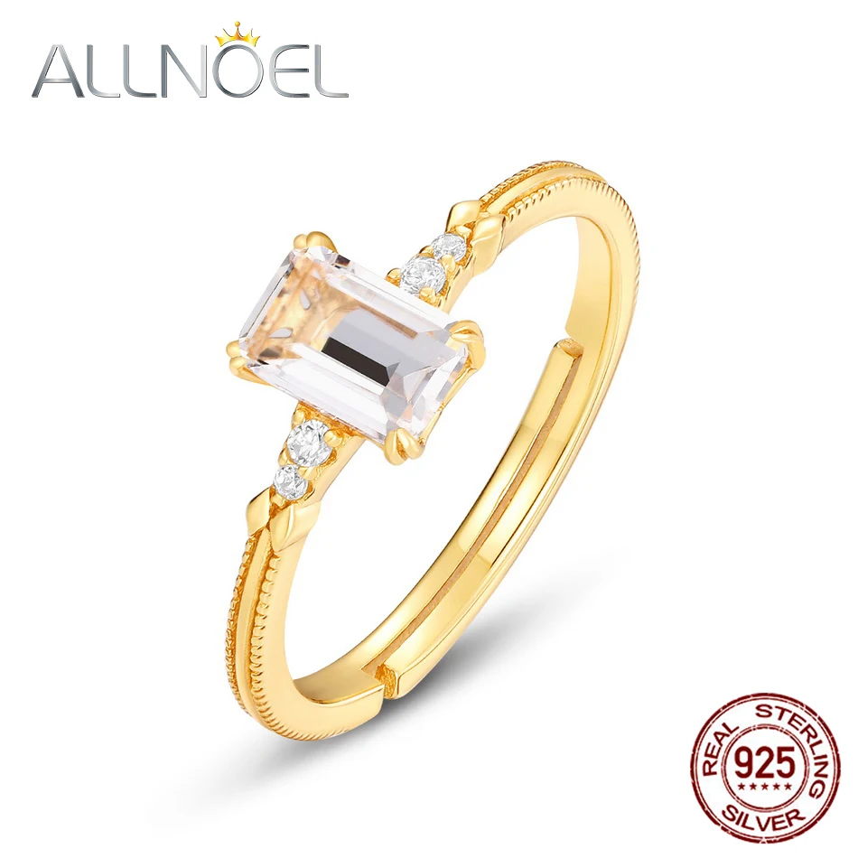 

ALLNOEL Gold Plated Wedding Anti-stress Ring Korea Natural White Crystal 925 Silver Ring Woman Fashion Jewelry New Arrivals 2022