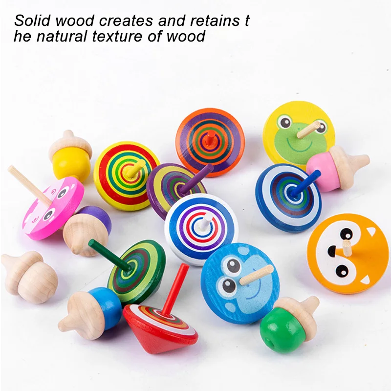 10 шт. изысканные деревянные вращающиеся игрушки ручной работы многоцветные