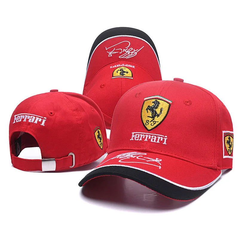 

Luxury brand Car Racing Hat F1 Team Baseball Cap Cotton Embroidered Pattern For Ferrari Badge Man woman Gift Headdress ferraries