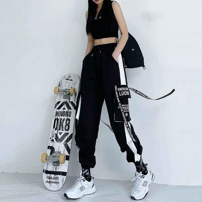 Pants Women Trendy Ins Super Hot Street Beaming Overalls 2021 New Slim High Waist Casual Sports Cargo Pants Goth