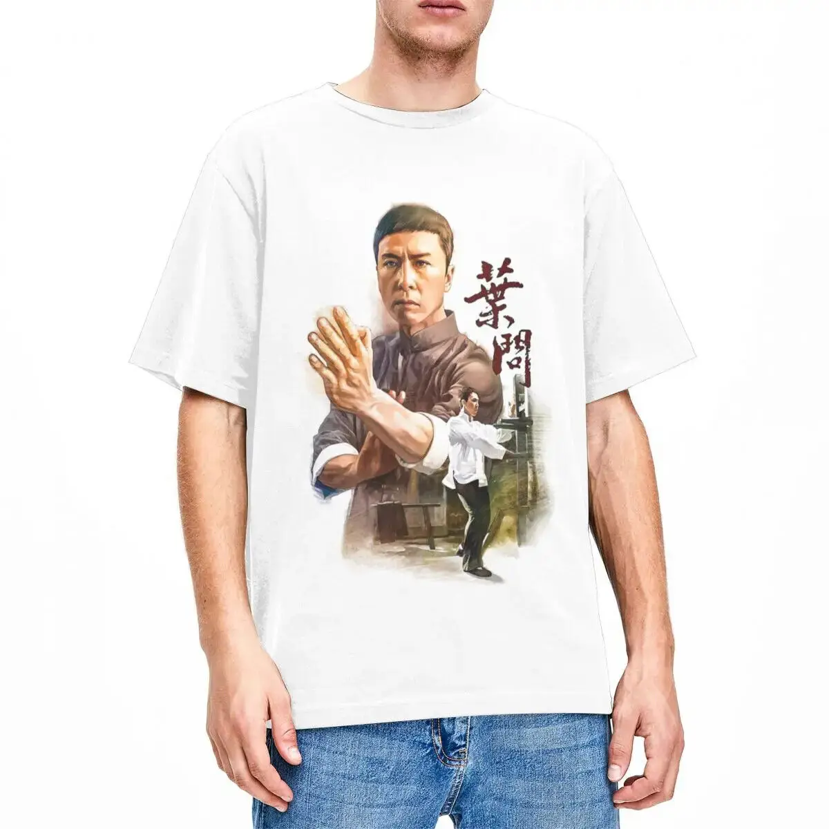 Мужская хлопковая футболка с коротким рукавом и круглым вырезом