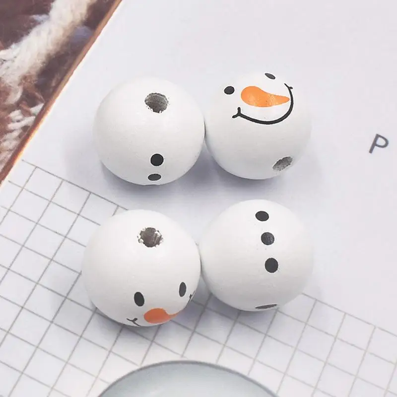 10/20/30 шт. деревянные бусины в виде головы снеговика