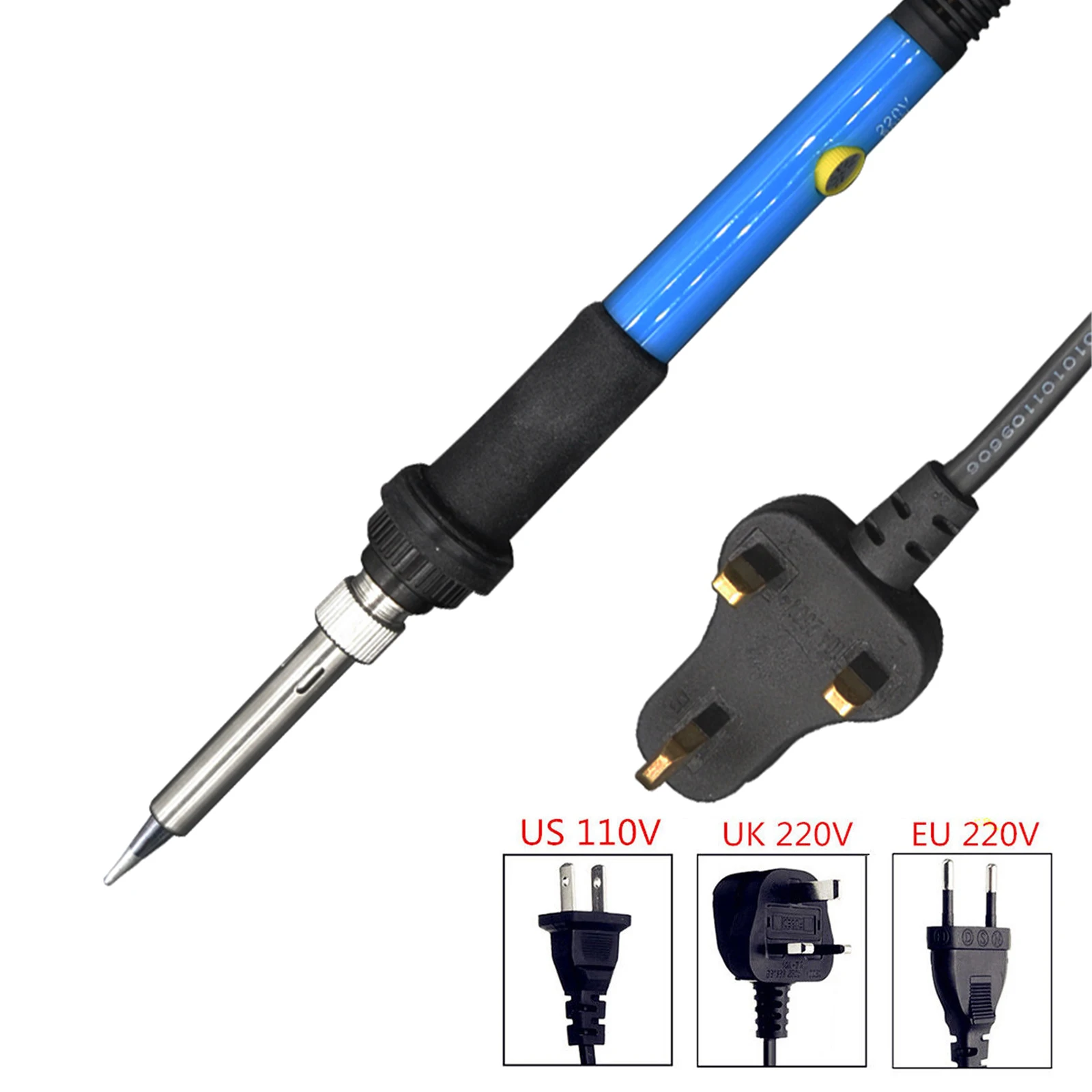 

60W 220V Electric Soldering Irons Kit Adjustable Temperature with Tin Solder Wire Iron Tip Welding Gun Repair Tool US/UK/EU Plug