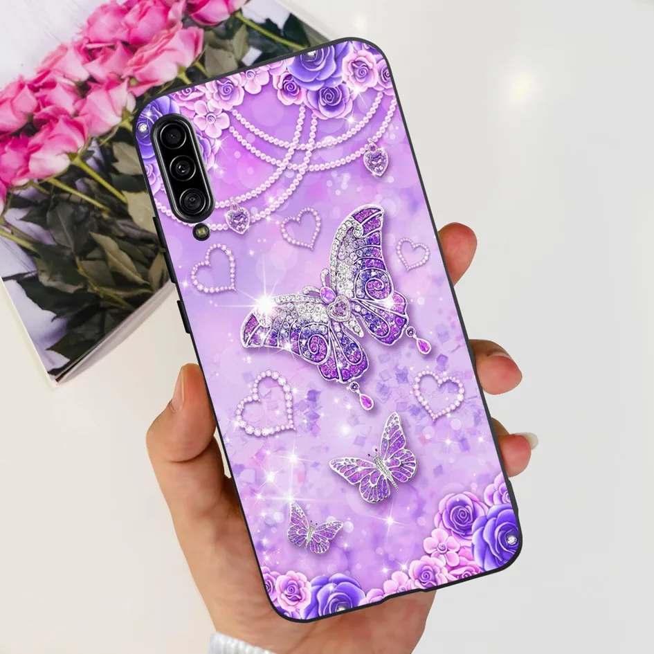 For Samsung A90 5G Case Colorful Flower Soft Silicone Bumper Back Cover Galaxy Phone A 90 SM-A908N Funda