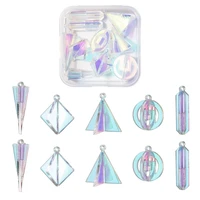 10pcsbox transparent acrylic 3d geometric pendants laser style for jewelry making diy necklace earring bracelet accessories