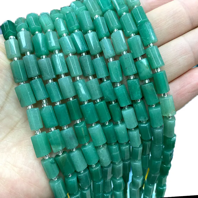 

2022 New 100% Natural Faceted Cylinder Stone Beads Green Aventurine for Jewelry Making DIY Bracelet Necklace Material 6MM 15inch