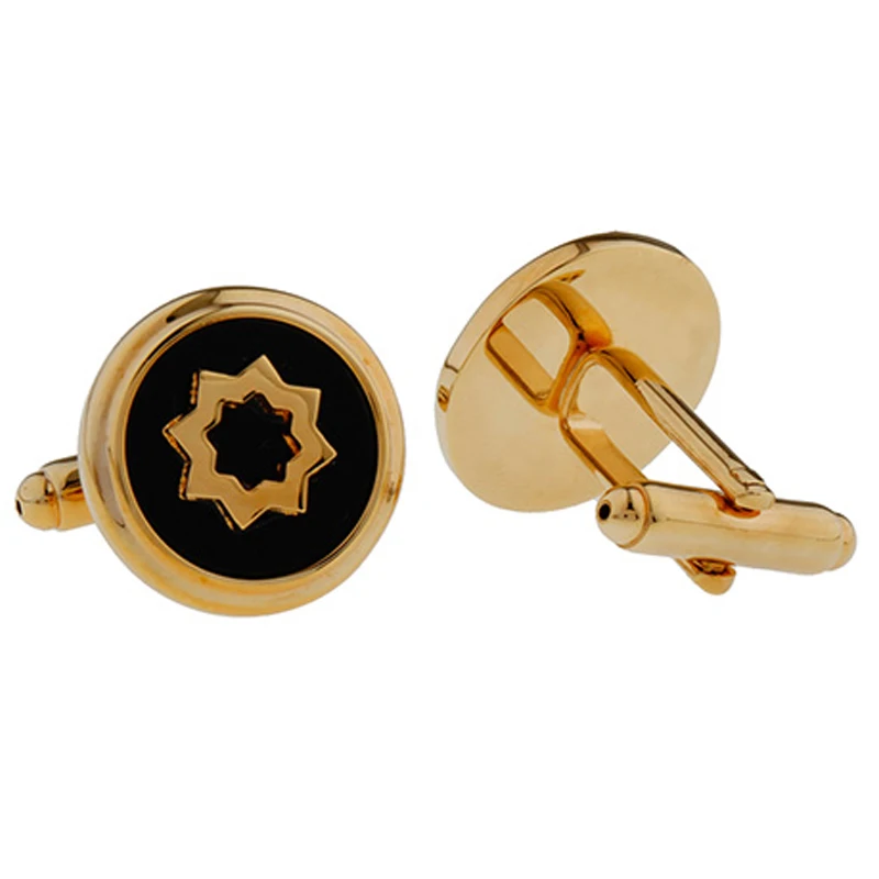 Men Round Cufflinks Boy's Cuff Link Color Glod  Tuxedo Dress Shirt Jewelry Men's Business Dress Accessories 5pcs paced