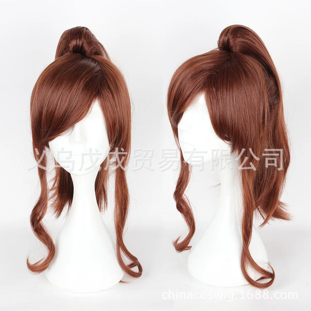 

Sailor Jupiter Kino Makoto Cosplay Wig Short Brown Ponytail Heat Resistant Synthetic Hair Wigs