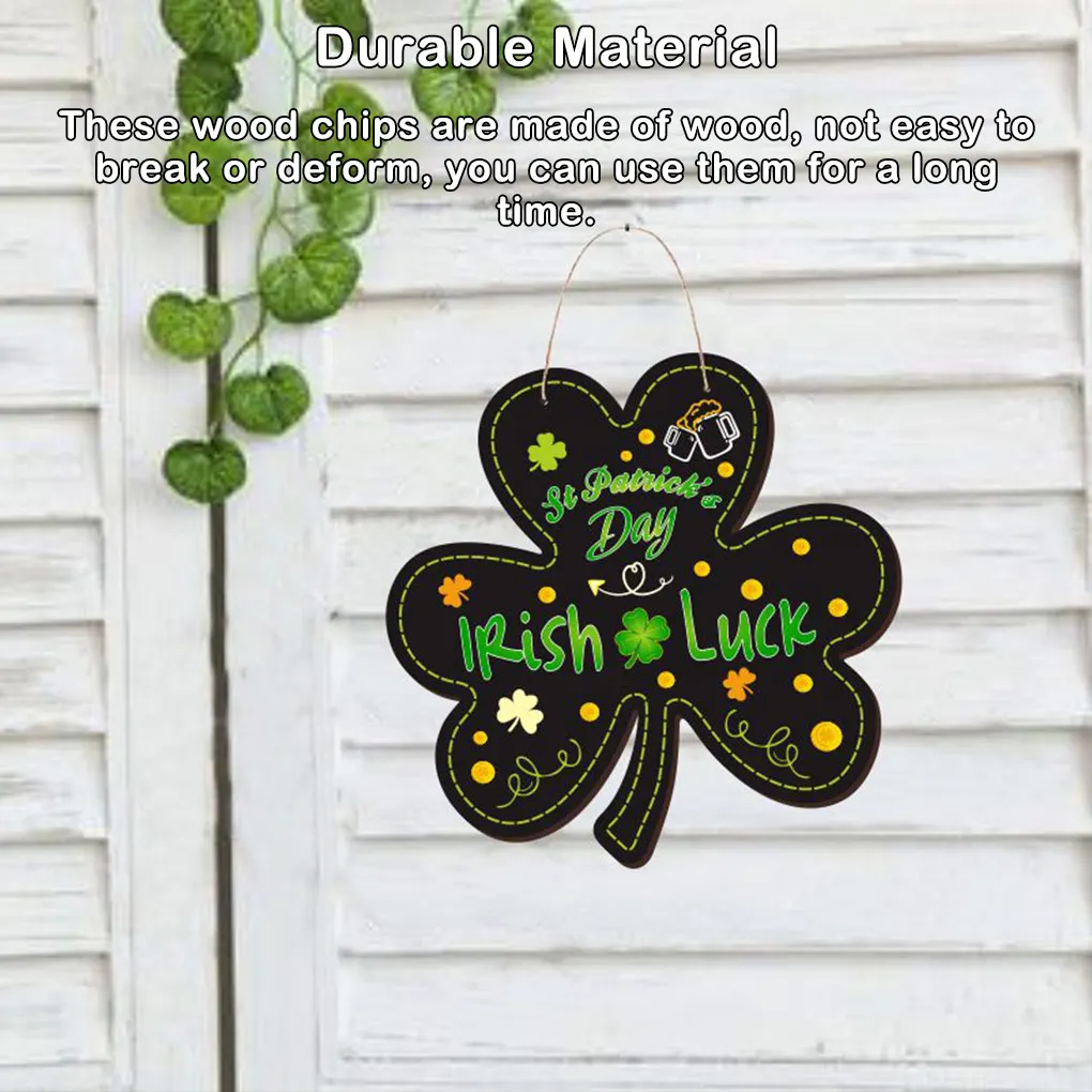 

2 Pieces Wood Slices Lucky Clover Shaped Crafts Hand-made Embellishment Set Accessory Hanging Ornament Supplies