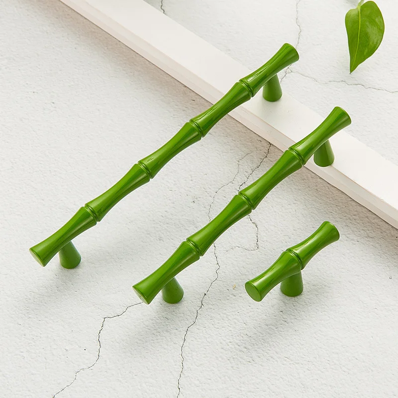 Ручка для мебели Т-образный бамбуковый держатель золотисто-зеленый цвет