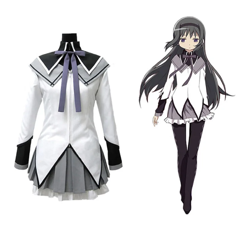 

Anime Puella Magi Madoka Magica Akemi Homura Cosplay Costume Short Ball Dress With Bowknots Cosplay Costume Homura Akemi Cosplay