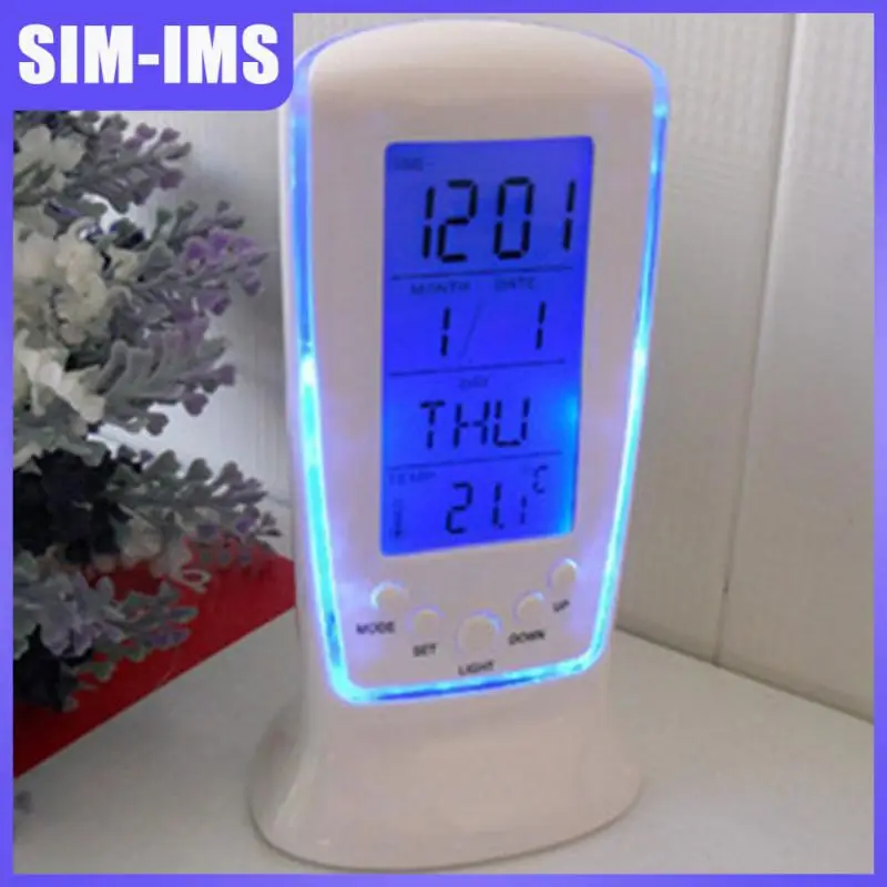 

Blue Domestic Alarm Clock Mini Table Clock Multifunctional Thermometer Reminder Gift Portable Clock Led Home Decoration