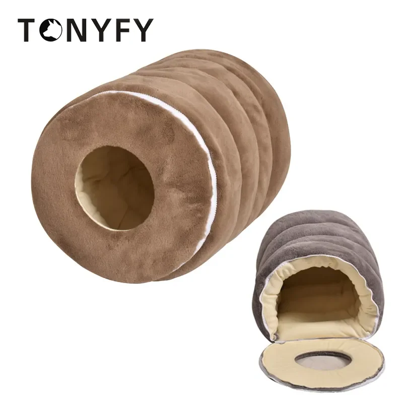 

Round Cat Nest Caterpillar Shape Closed Pet Bed Plush Soft for Small Puppy Cats Cave Warm Sleeping Bed Removable Cover Supplies
