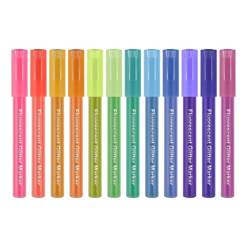 

12 Pack Highlighter Pens Fluorescent Color Glitter Marker Pen for Kids and Adult