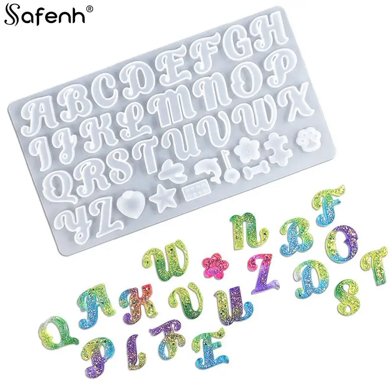 

1PCS Alphabet Resin Molds Silicone Molds For Resin Casting DIY 26Letter &Lamp Ornament Epoxy Molds Resin Keychain Making Supplie