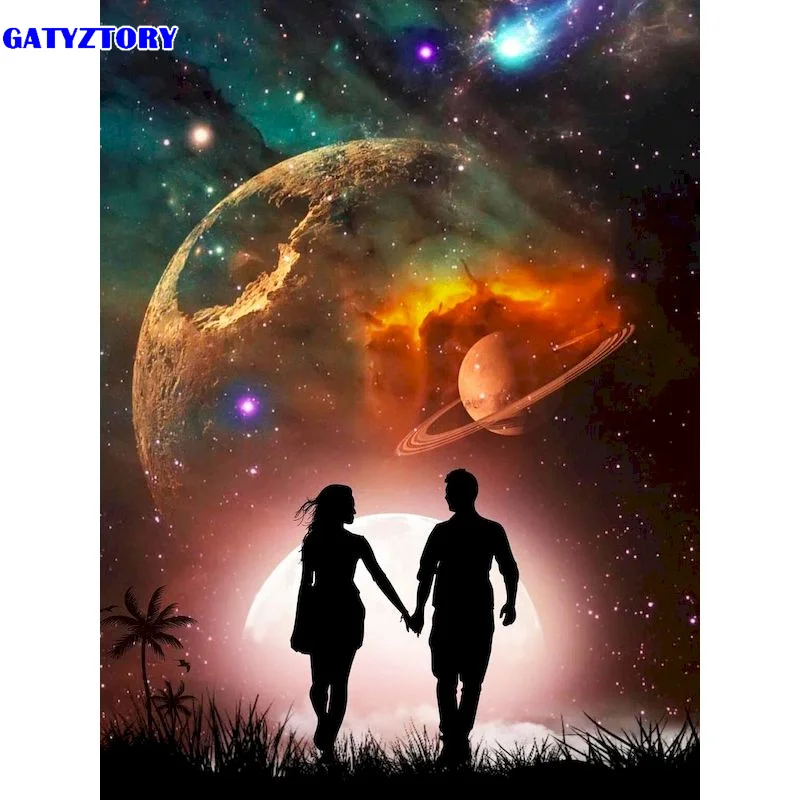 

GATYZTORY DIY Painting By Number Color Moon Landscape Drawing On Canvas HandPainted Paint Art Gift Pictures By Number Kits Home