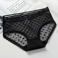 2pcs new women briefs lace floral breathable underwear sexy hollow lace perspective female underwear comfortable