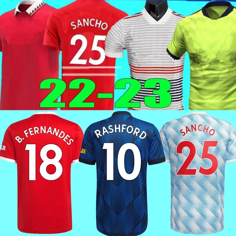 

22/23 мужской и детский комбинированный костюм SANCHO B. Фернандес рашфорд Погба Роналду футбольные рубашки домашние рубашки