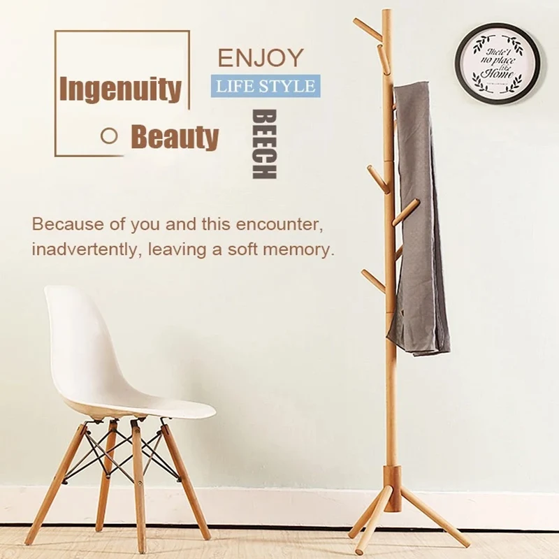 Вешалка для одежды из сосновой древесины стойка пальто стоячая крючки шляп