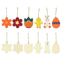 easter decoration ornament rabbit chick egg flower shaped wooden craft with 3 pairs eyes unpainted slice for diy graffiti supply