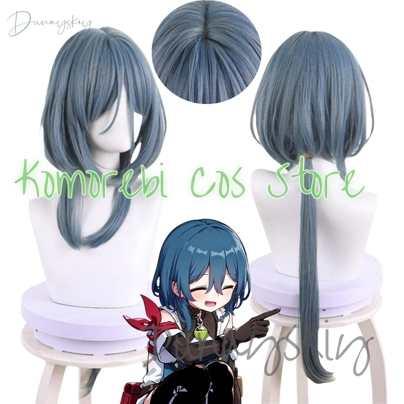 Honkai Star Rail Natasha Cosplay Wig Blue Long Hair Bow Game Doctors Wildfire Underworld Belobog Jarilo-VI Women Props Accessory